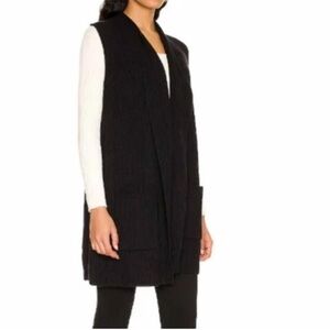 Splendid XSmall Sweater Vest Juliet Rib Open Front Sweater Vest in Black NWT